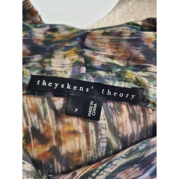 Theysken's Theory Silk semi sheer Button down Shirt Petite - Picture 6 of 8